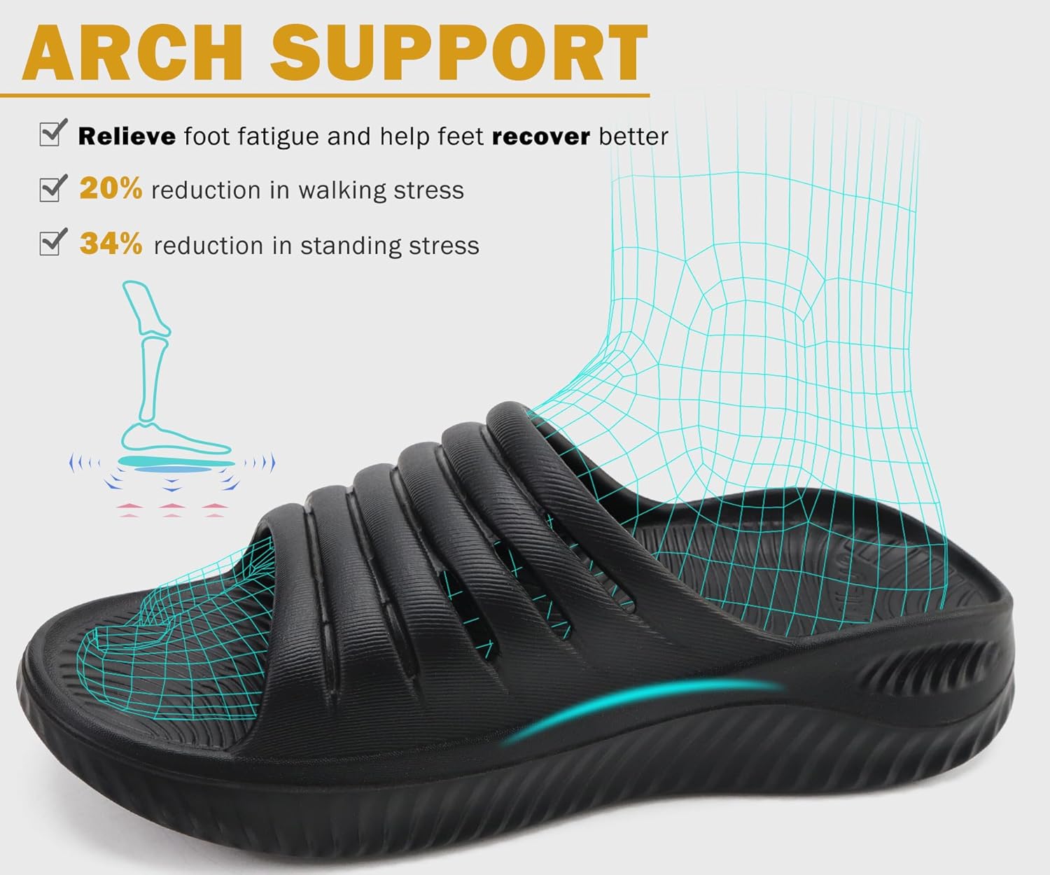 Thumbnail 2 de KuaiLu Womens Recovery Sandals plantar fasciitis support