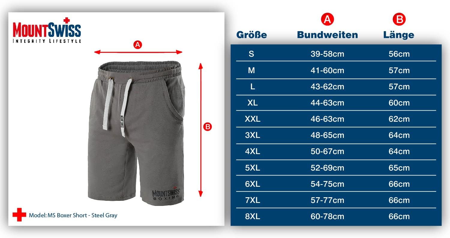 Detalle 2 de Mount Swiss Herren Shorts bis 8XL – 100% Baumwolle, große Größen, elastischer Bund, Taschen, atmungsaktiv