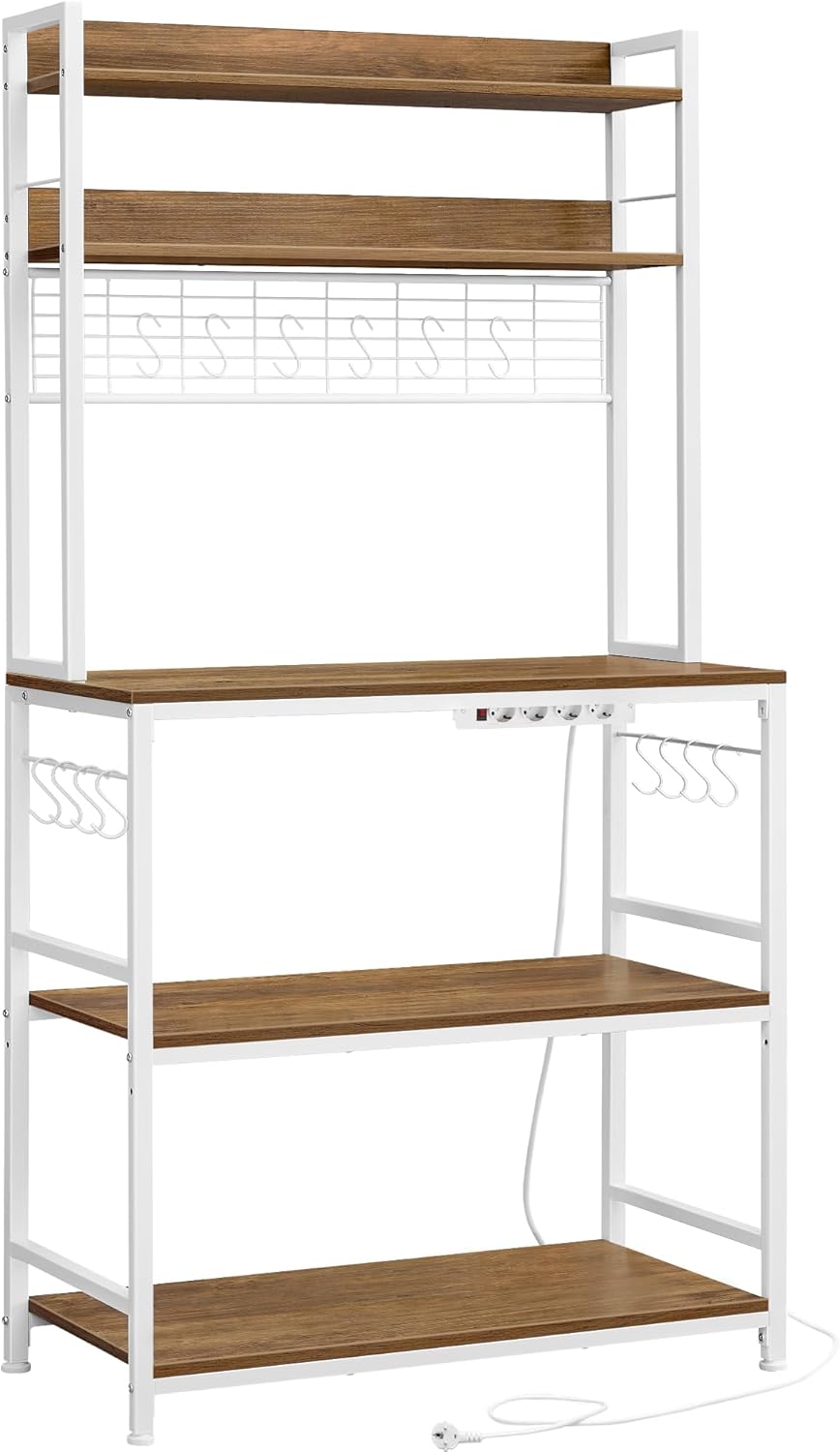 Detalle de VASAGLE Scaffale Cucina con Multipresa KKS025W41EU: versatilità salvaspazio con piano regolabile