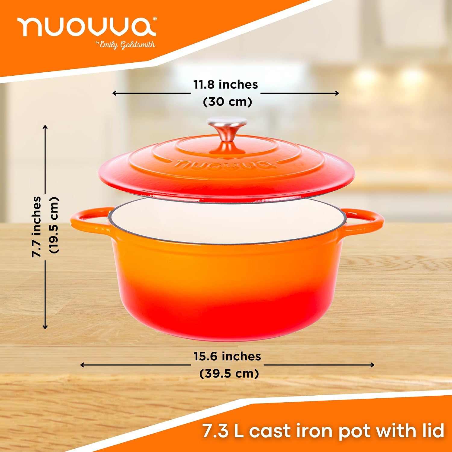Detalle 2 de Nuovva 7.3 Quart Enamelled Dutch Oven