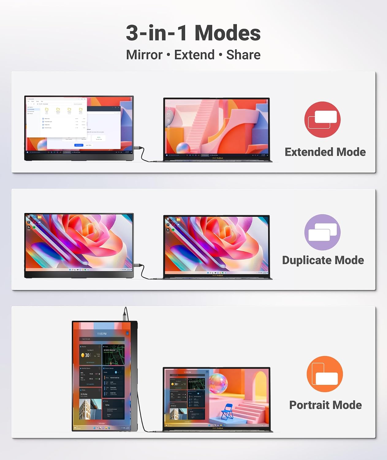 Detalle de Ingnok 15.6-inch Portable Touchscreen Monitor with USB-C/HDMI and 360° Kickstand