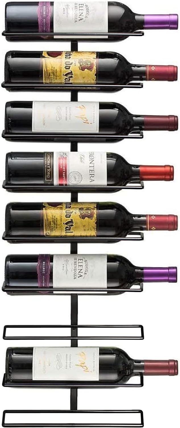 Detalle de Sorbus Wall Mount Wine Rack – Holds 9 Bottles (Black Metal)