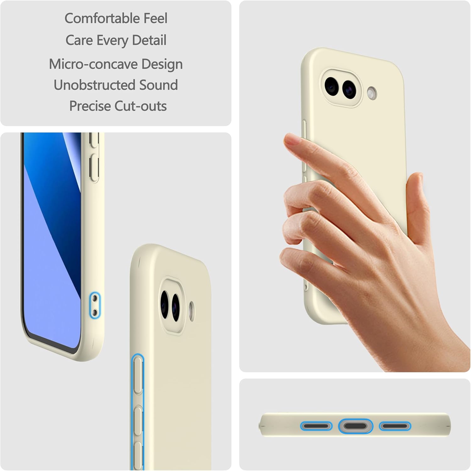 Thumbnail 4 de WFTE Hülle für Google Pixel 10A 5G – Silikonhülle mit 2 Panzerglas-Displayschutz, Weiß