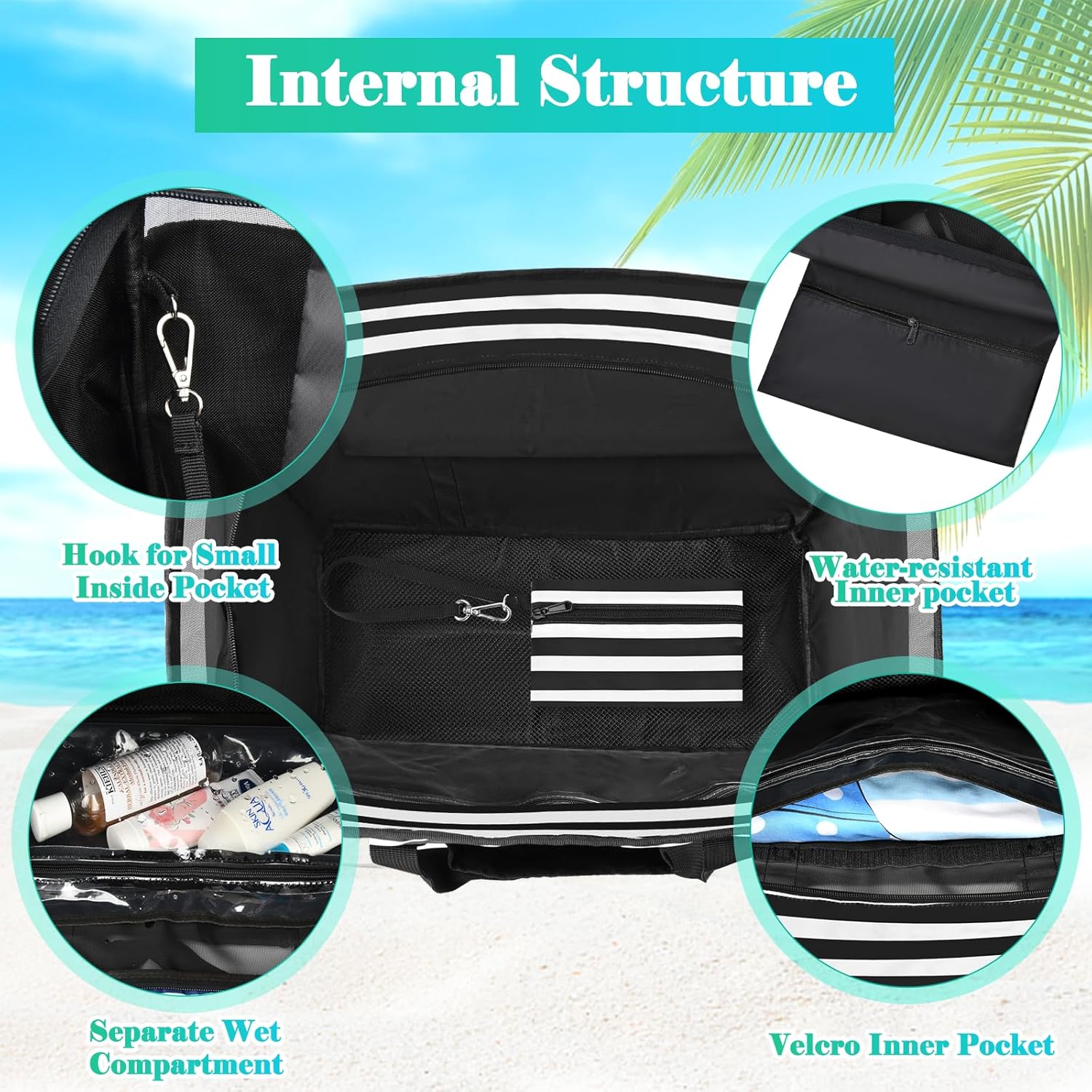 Detalle 2 de JUYANO Strandtasche XXL 45L für Familie