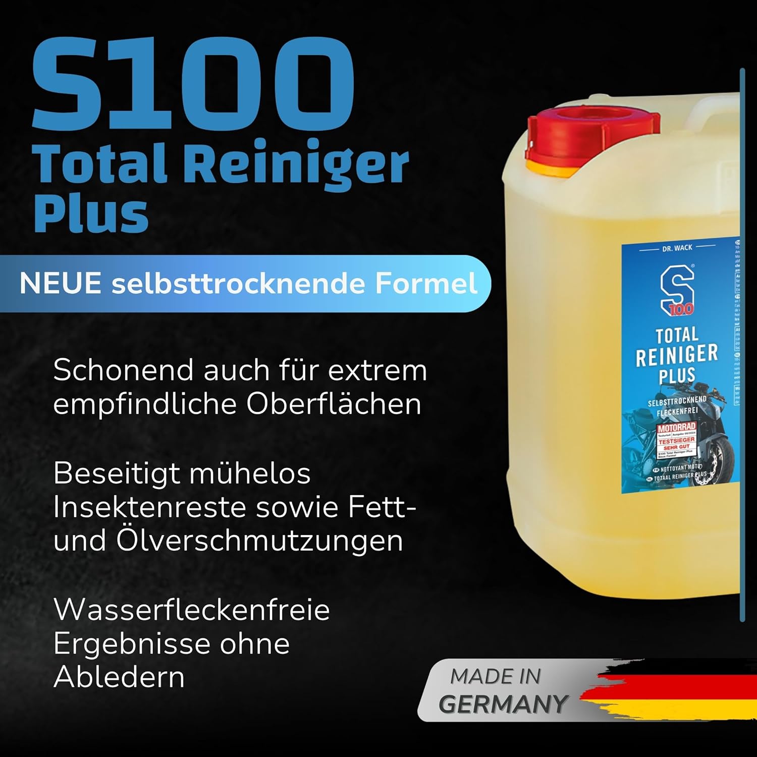 Detalle 2 de Dr. Wack S100 Total Reiniger Plus 5 Liter – Effektiver Gel-Reiniger für Motorradpflege