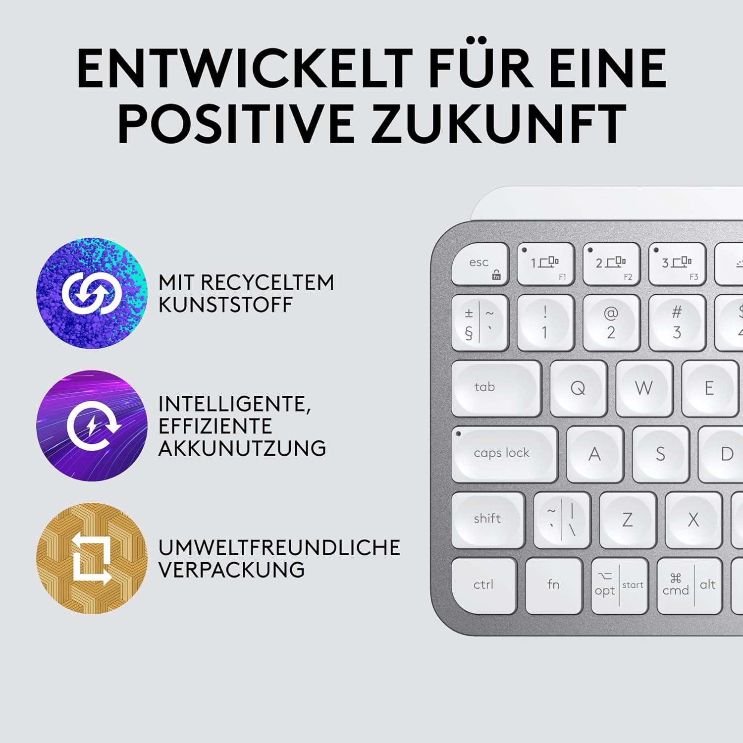 Thumbnail 6 de Logitech MX Keys Mini kabellose Tastatur – kompakt, Bluetooth, Hintergrundbeleuchtung, USB‑C (Hellgrau)