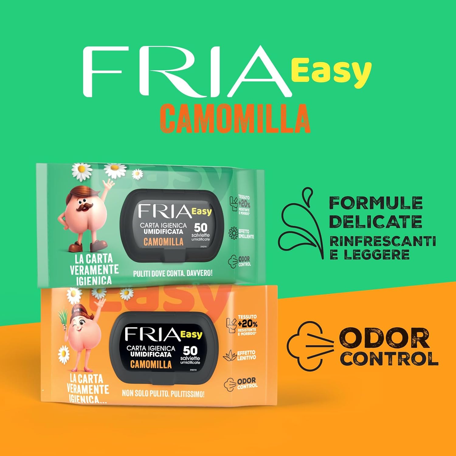 Thumbnail 6 de Fria Easy Carta Igienica Umidificata con Camomilla – 50 Salviette, Tessuto Gettabile nel WC