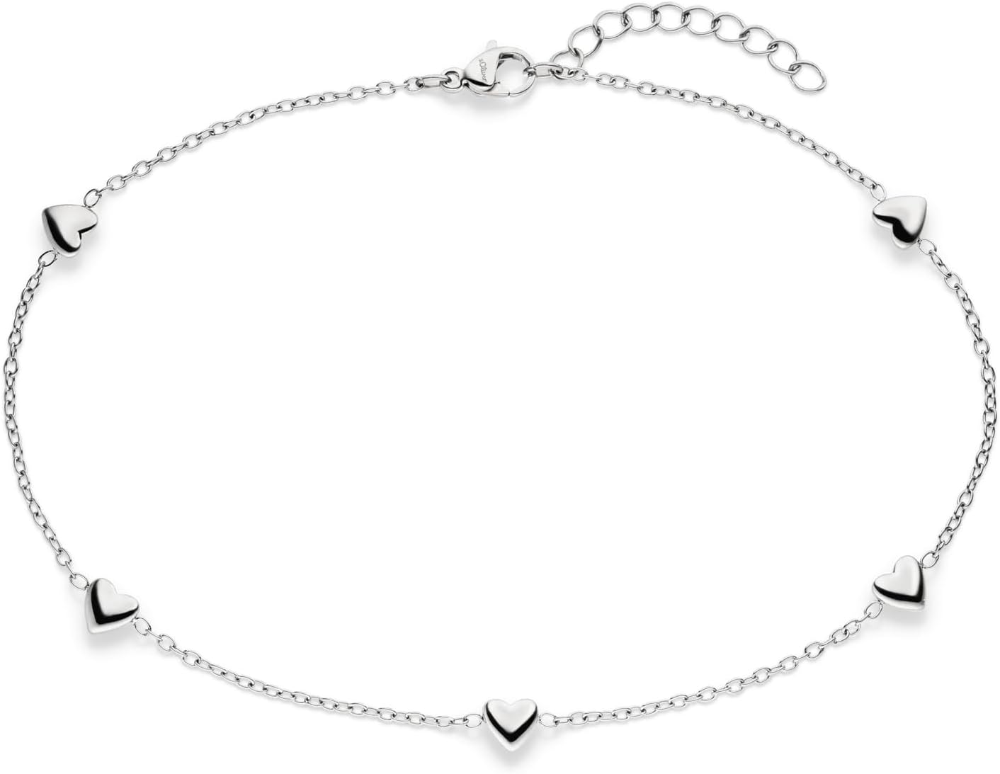 Detalle de s.Oliver Damen Schmuck – Fußkette aus Edelstahl 270 mm, Herz-Charme, Karabinerverschluss – Elegant, langlebig und als Geschenkidee