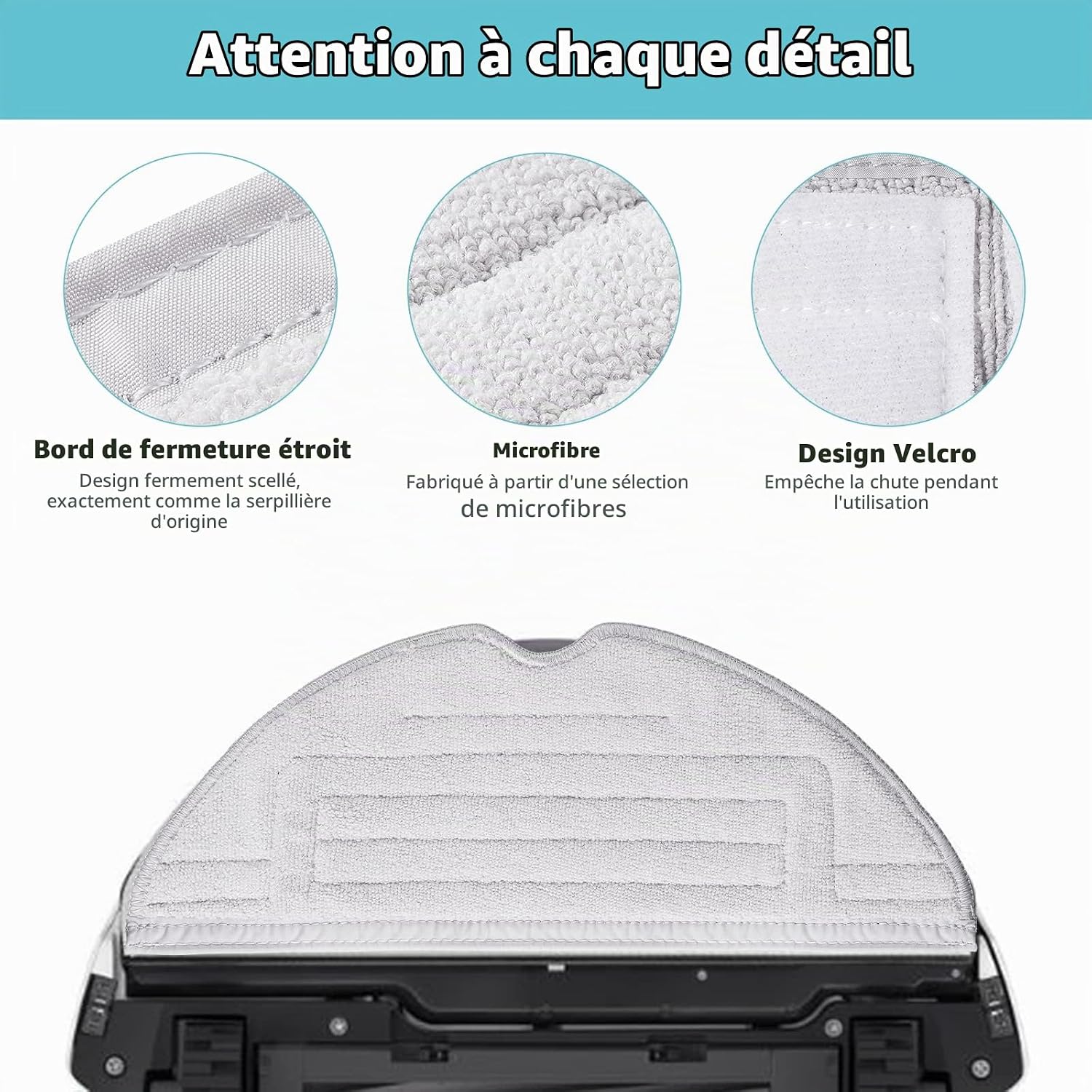 Detalle de Alloytool S8 Cleaning Cloths, set van 8 microvezeldoeken met zilverionen voor Roborock S7/S8
