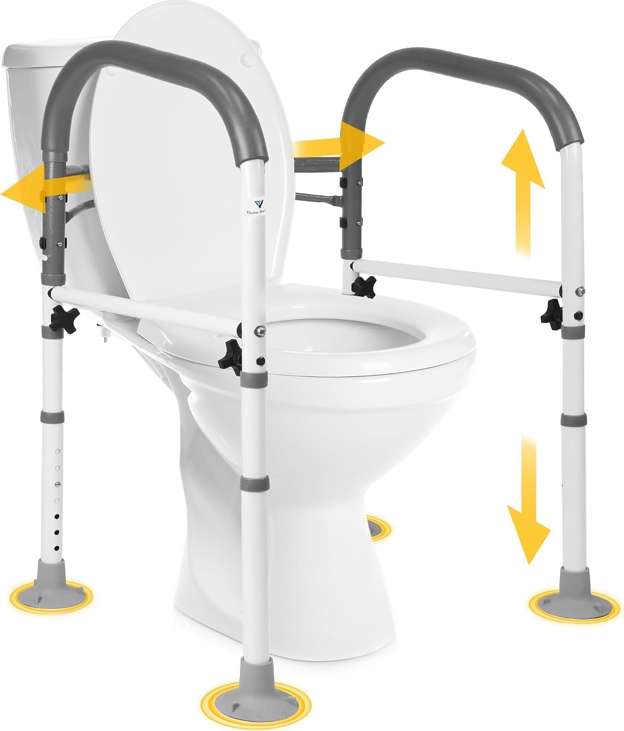 Detalle de Vaunn 10710-OG Adjustable Toilet Safety Rail, Foldable Steel Frame
