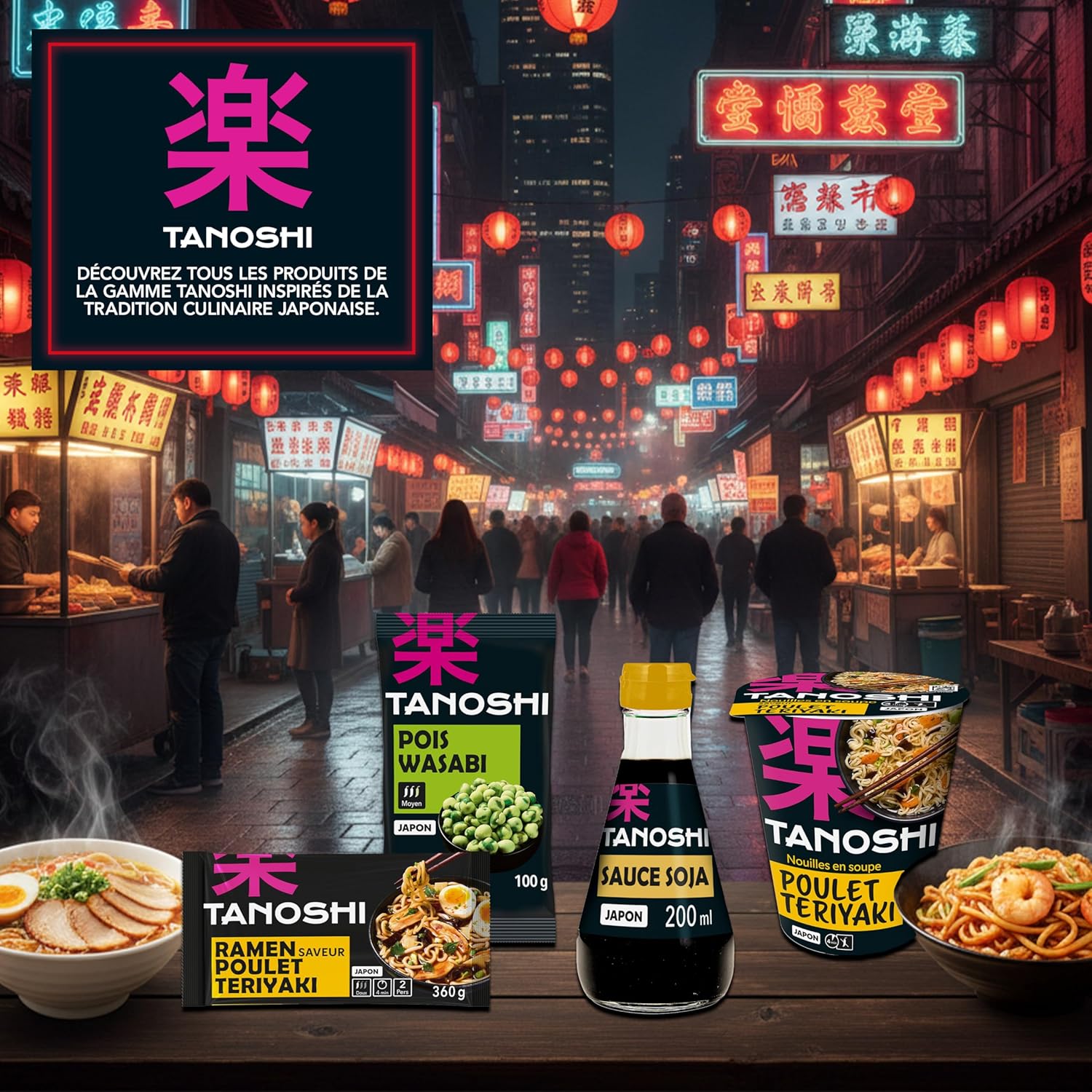 Thumbnail 4 de TANOSHI Nouilles Instantanées Japonaises - Bœuf, 3 Minutes, Sans Glutamate – 10 sachets x 85 g