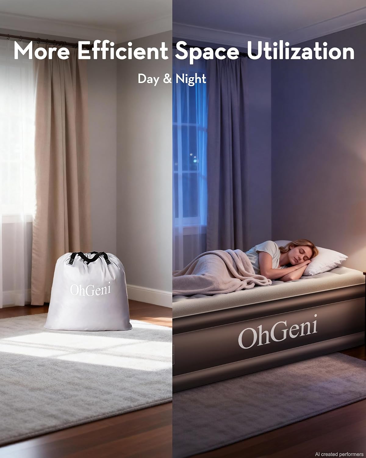 Thumbnail 6 de OhGeni AMH5 Twin Air Mattress with Built-In Pump, 18-Inch Raised Design