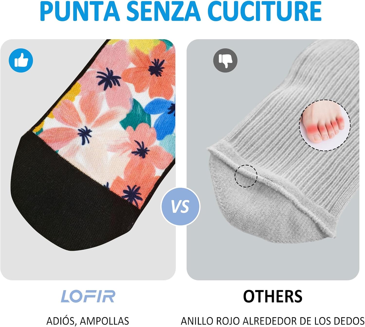 Thumbnail 4 de LOFIR Calze ginocchio diabetici senza elastico e senza cucitura in cotone (unisex) 39–50