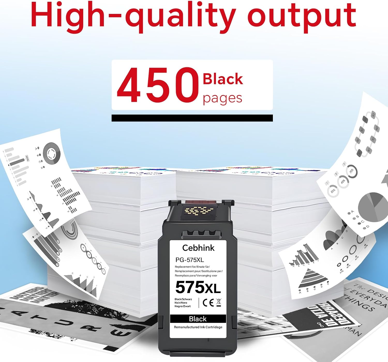 Detalle de PG-575XL Black Ink Cartridge 450‑page