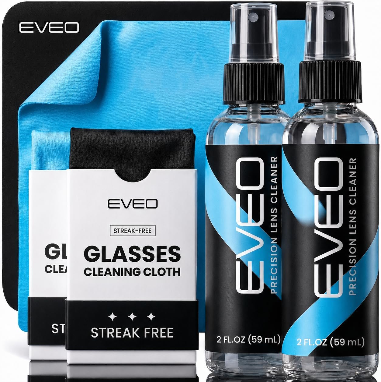 Detalle de EVEO Lens Cleaner Glasses Cleaning Kit, 2-Pack with Microfiber Cloths