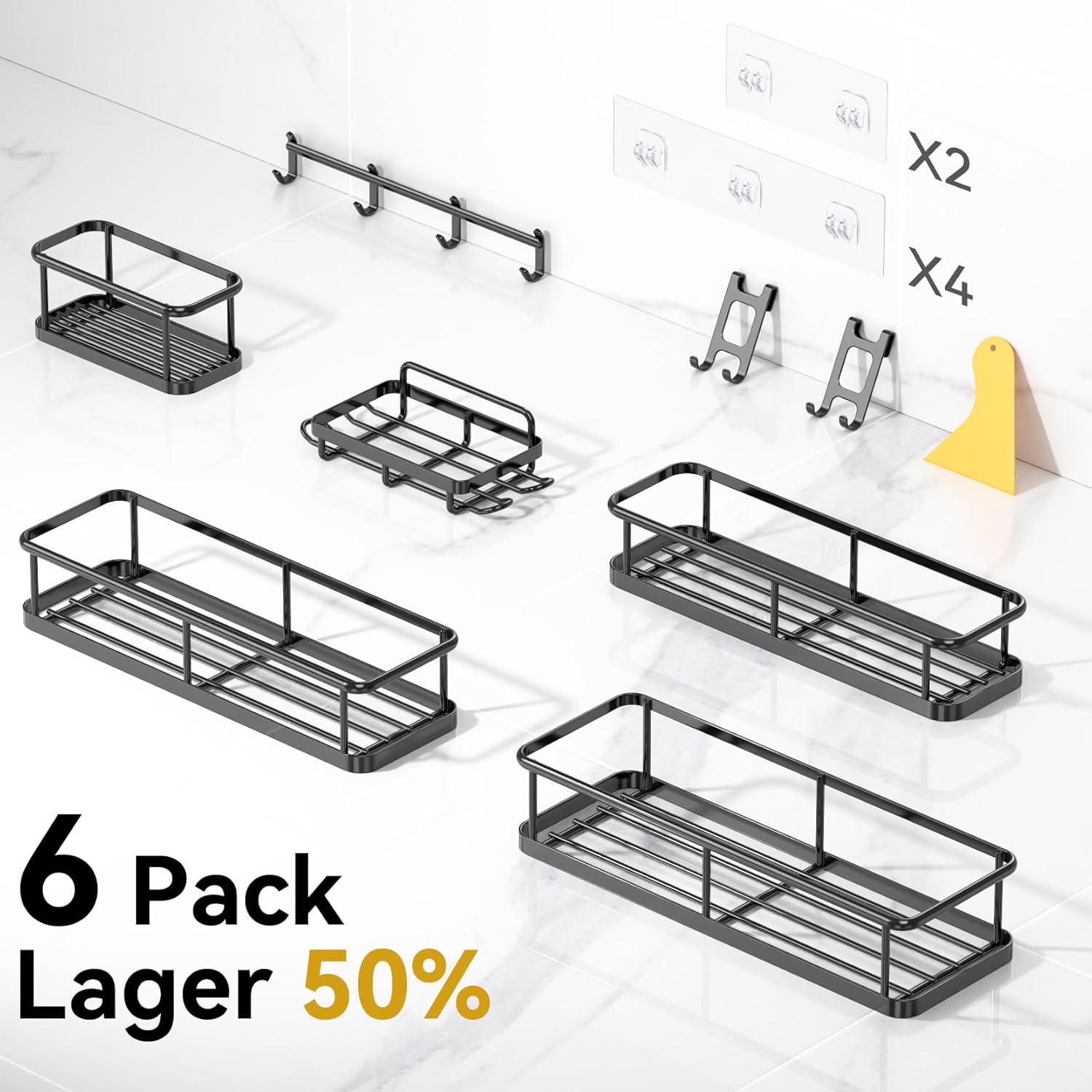 Thumbnail 1 de YASONIC Shower Caddy, XXL Rustproof Shelves