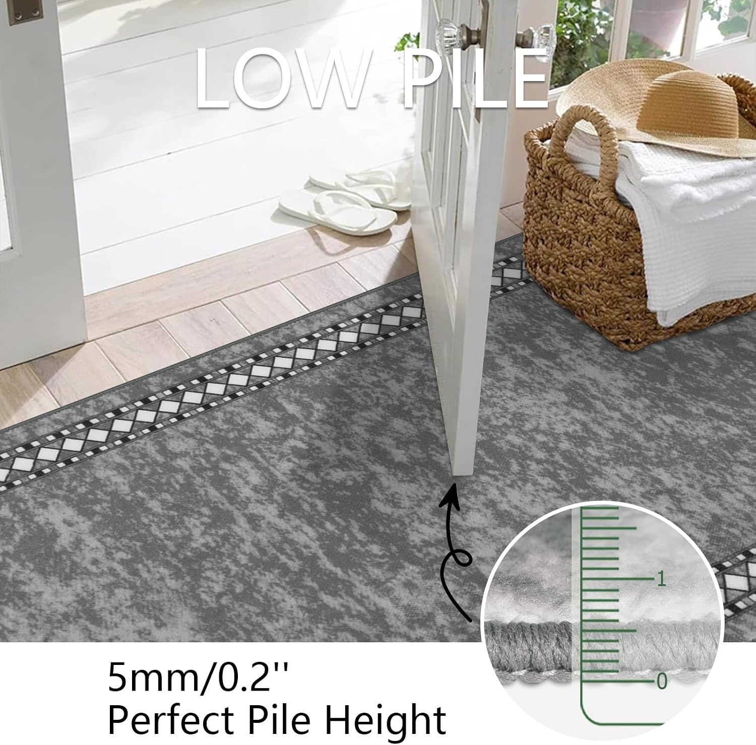 Detalle de Homcomodar non-slip carpet runner for hallways, grey (80x200cm)