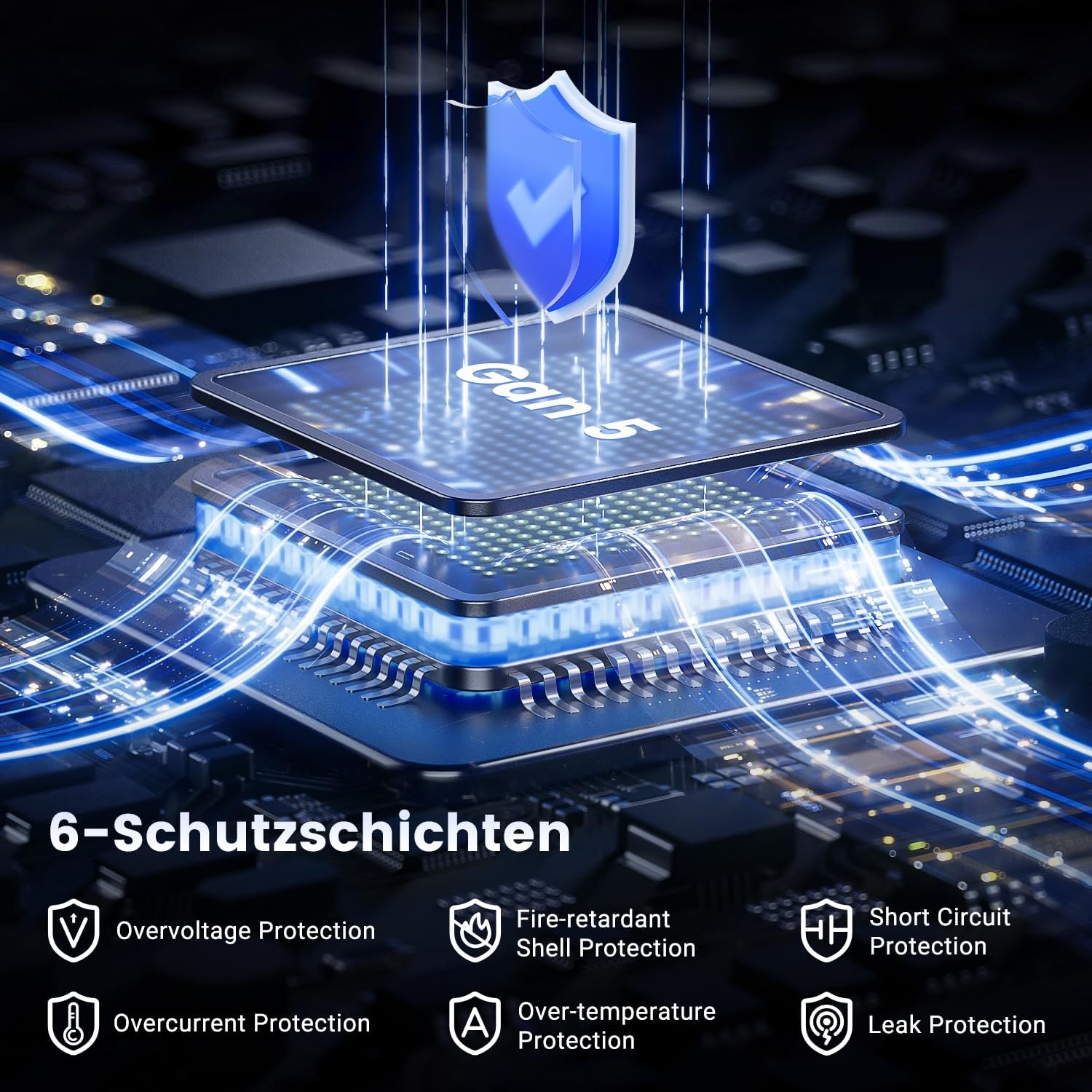 Detalle de HSSNS 700W Ladegerät – 10-Port GaN Schnellladegerät mit 6 USB-C Ports und 4 USB-A Ports (PD & PPS) für MacBook, iPad & iPhone