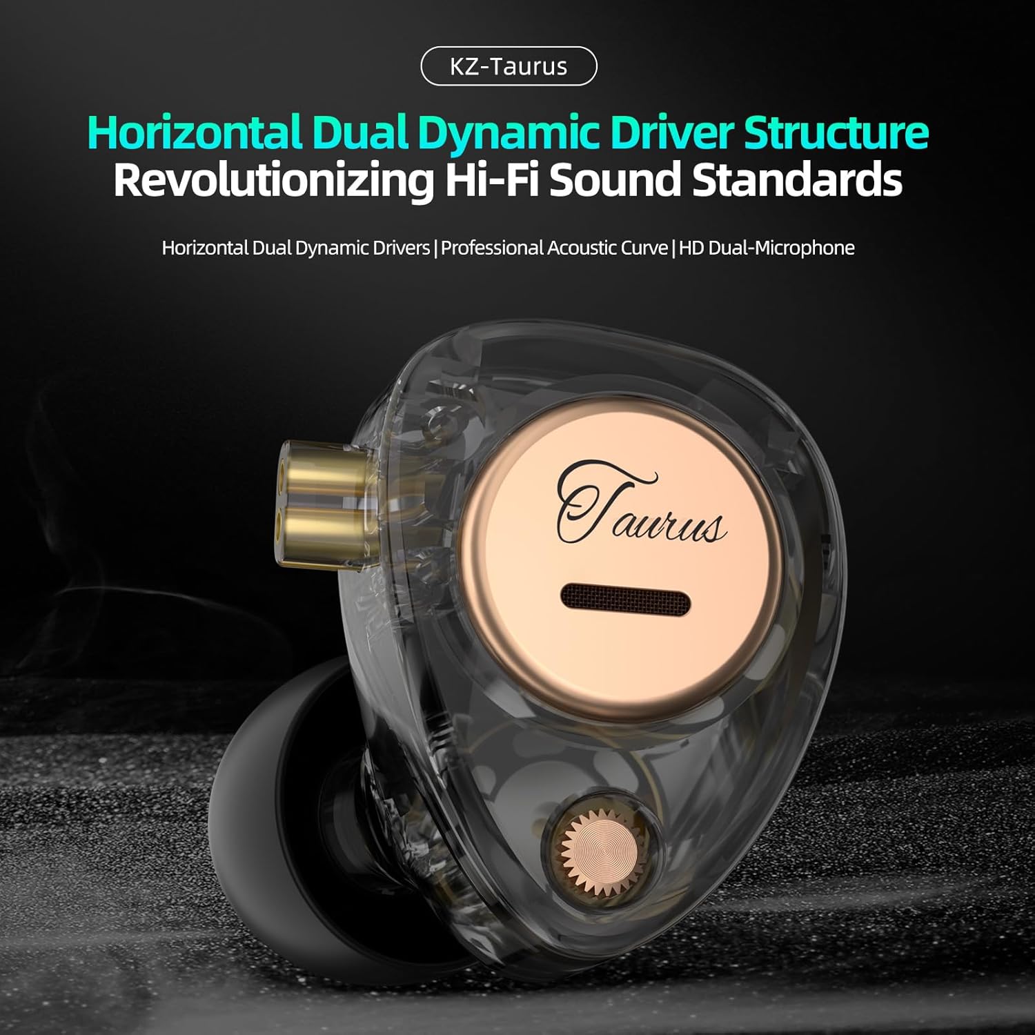 Thumbnail 1 de Yinyoo KZ Taurus gaming earbuds with dual 8mm horizontal dynamic drivers (wired IEM, detachable 2-pin cable)