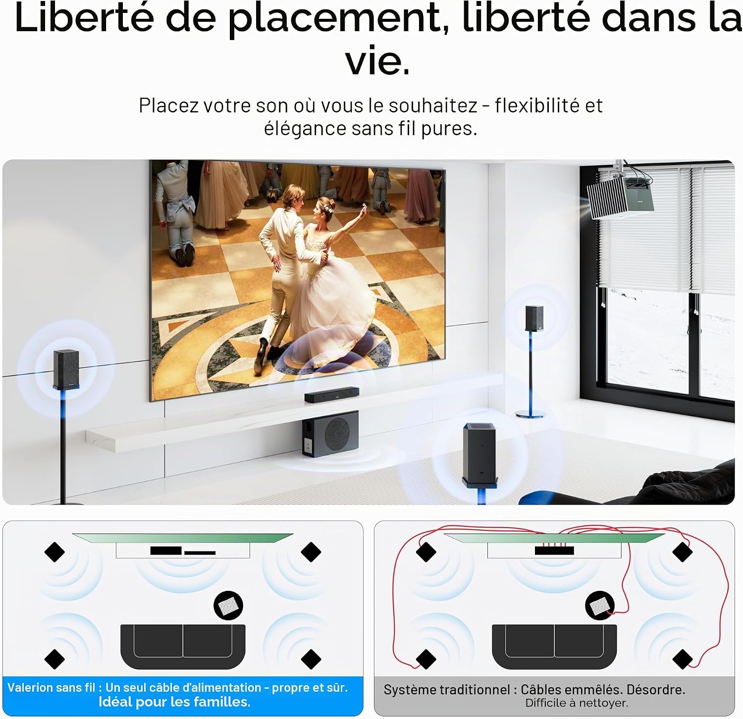 Thumbnail 4 de Valerion ThunderBeat Enceinte Centrale sans Fil — 120 W, Latence ultra-faible et Amélioration Vocale Adaptative