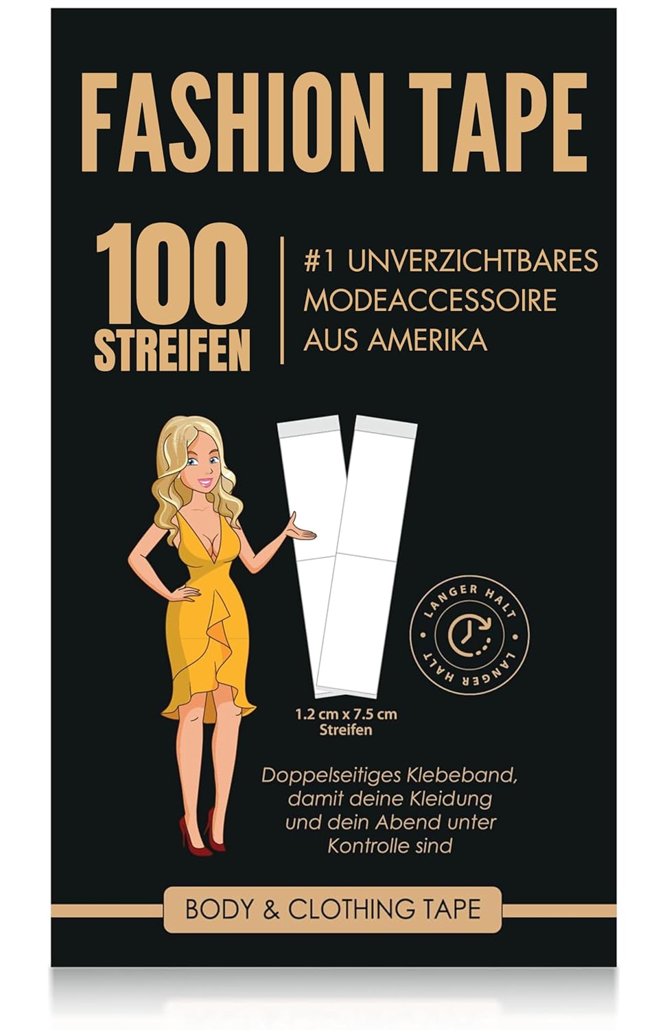 Linda’s Essentials Fashion Tape doppelseitiges Klebeband für Kleidung, transparent – 100 Stück