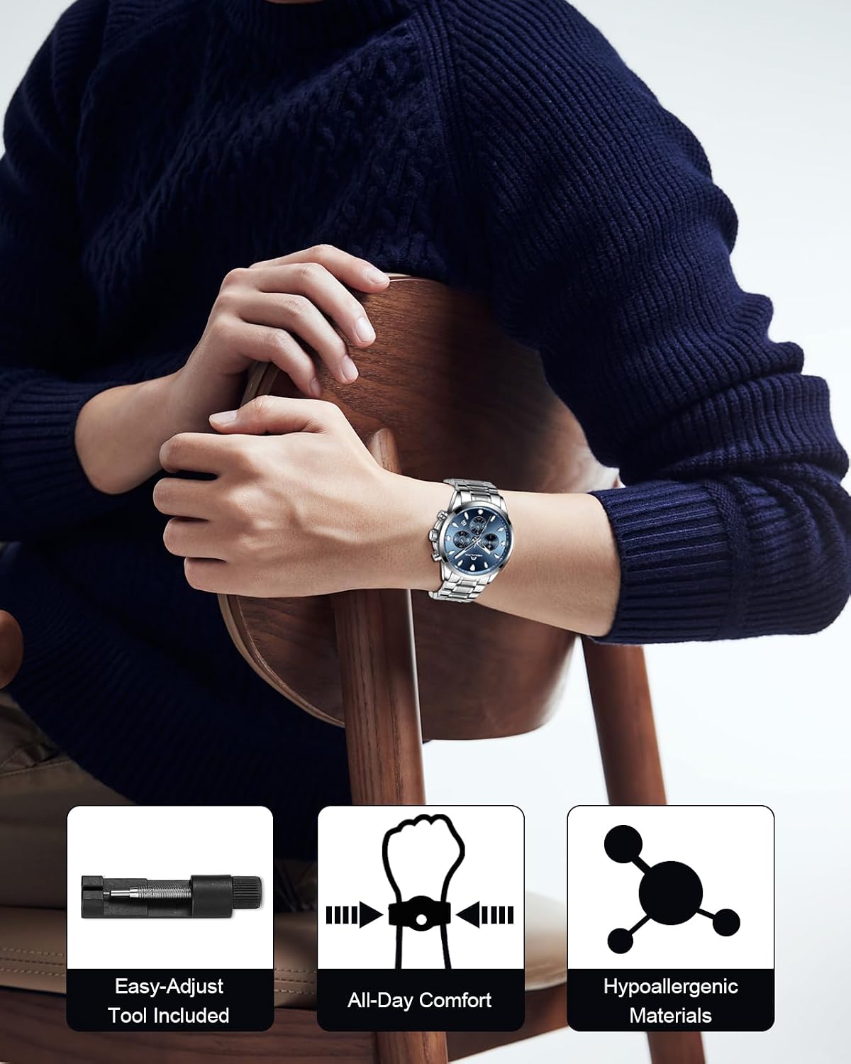 Detalle 2 de MEGALITH Herren Uhr Chronograph 3ATM