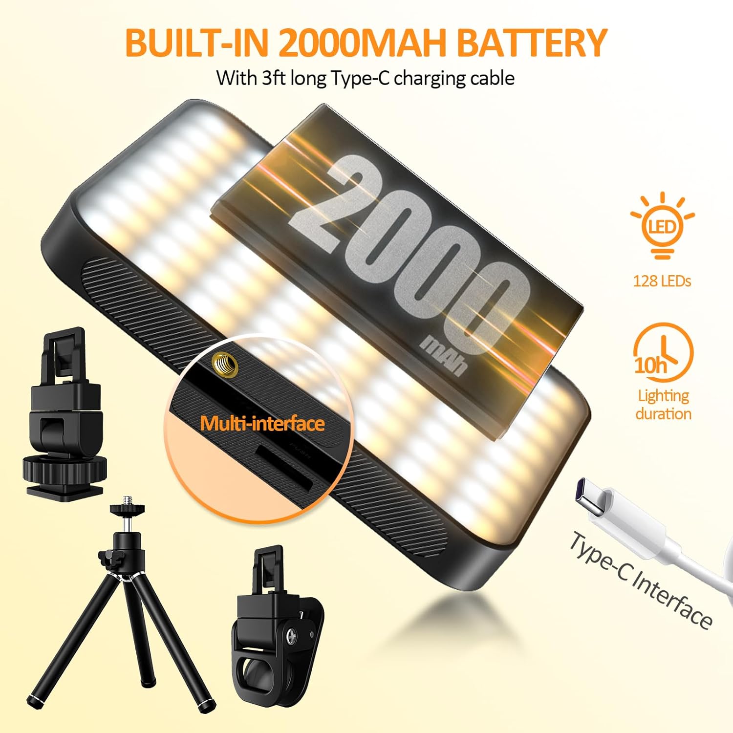 Detalle 2 de Magnetic Selfie Licht 128 LED, 3000–6500K Fotolicht