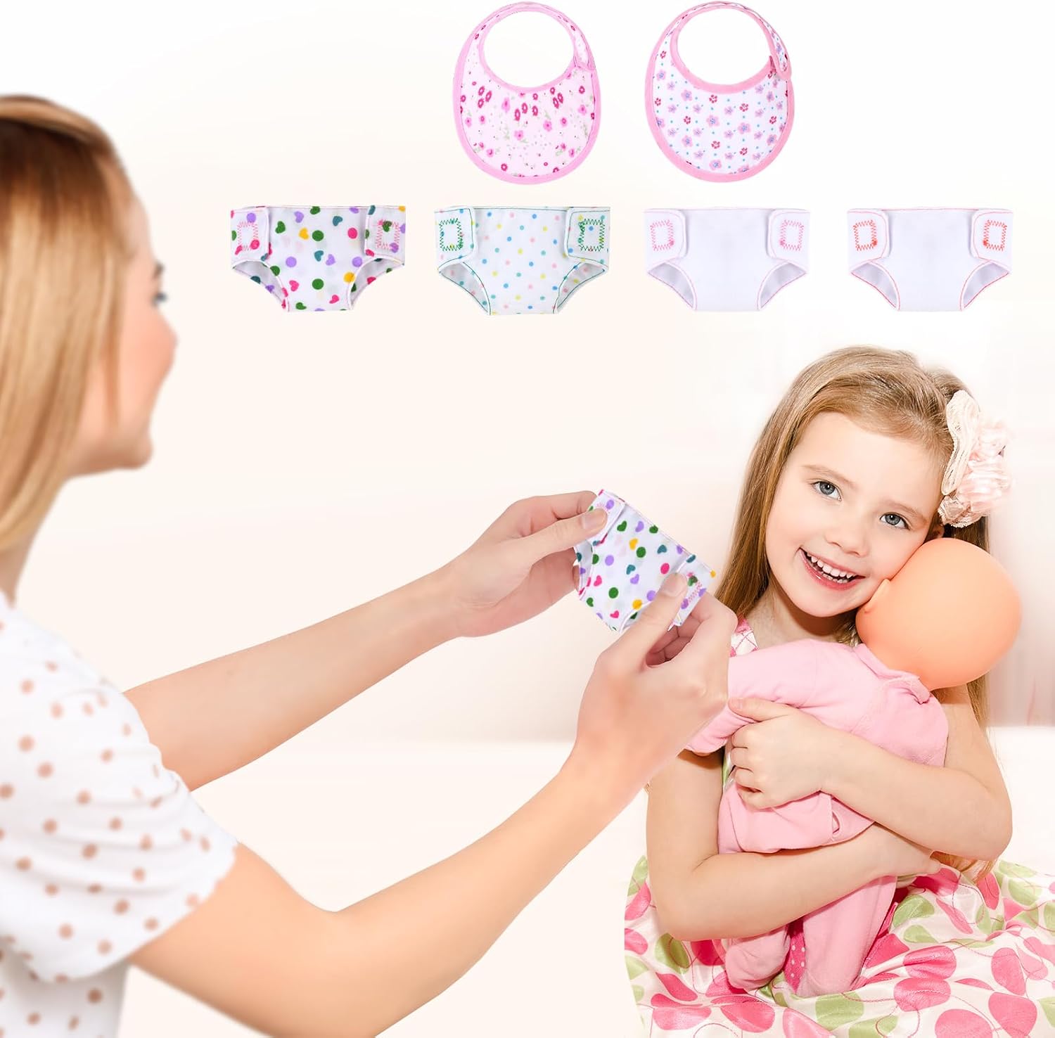 Thumbnail 6 de Aolso EUV8-WWNB-HGW-FBA poppenslabbetjes en luiers, stoffen set van 6