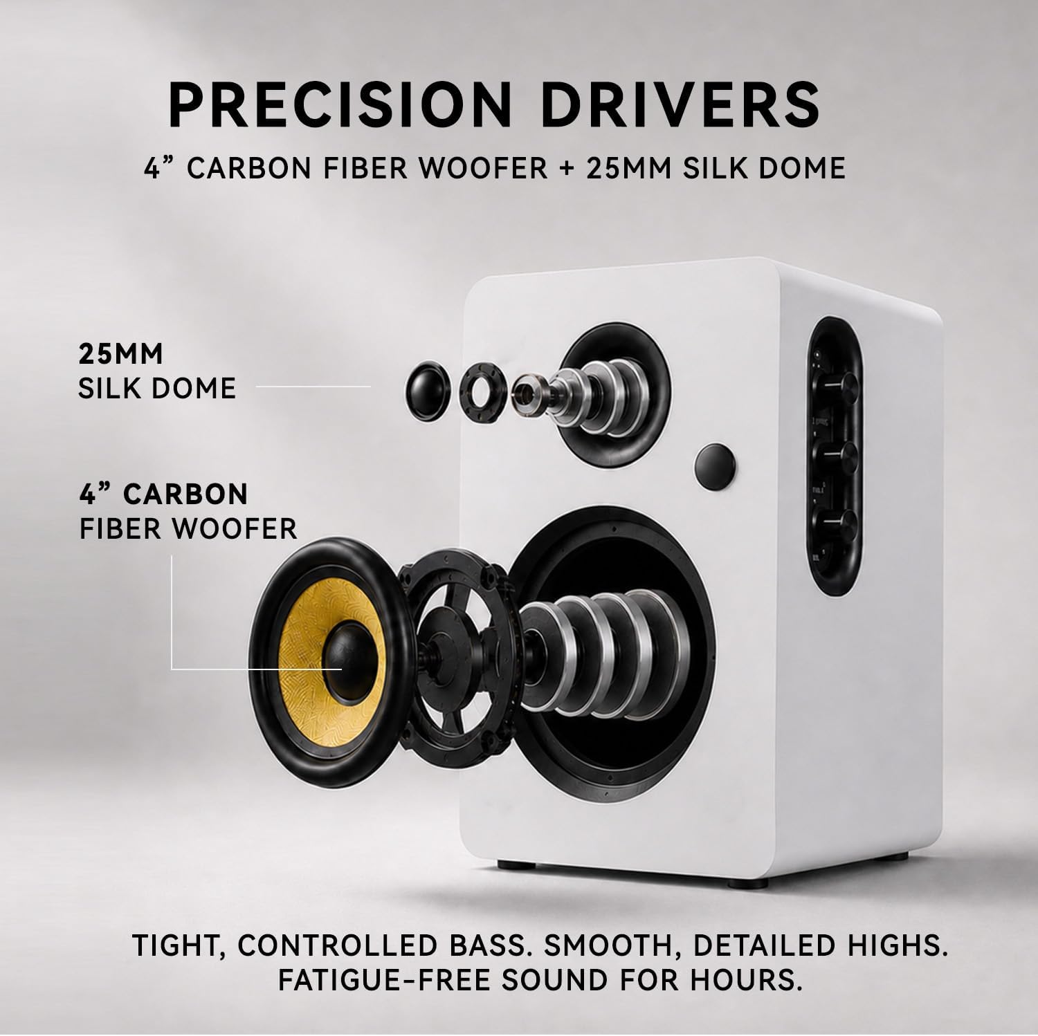 Thumbnail 4 de Sanyun SW206 80W 2.0 Active Bookshelf Speakers, White Pair with Dual Modes