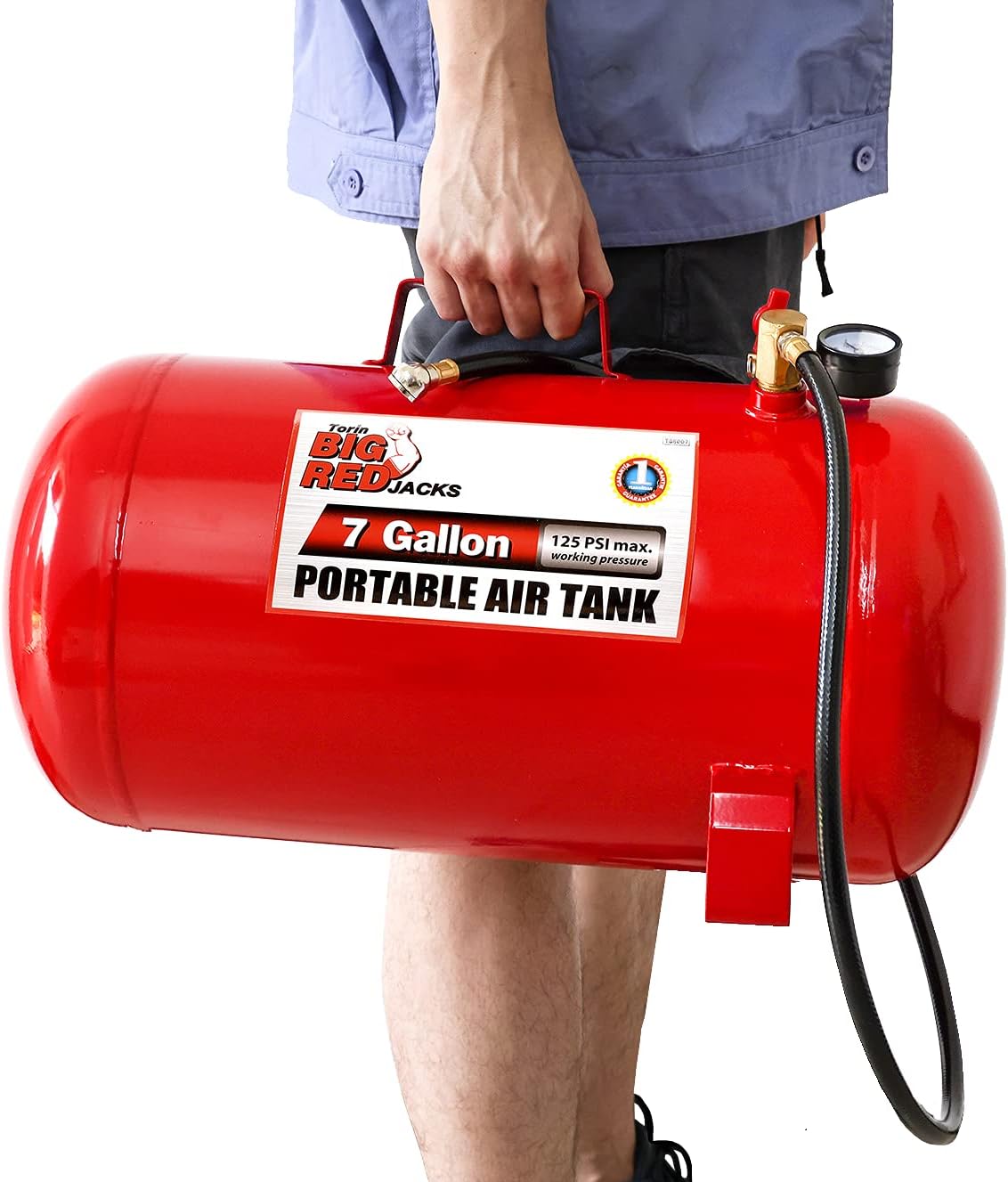 Detalle 2 de Torin T88007 draagbare luchttank van 7 gallon in aluminium, rood