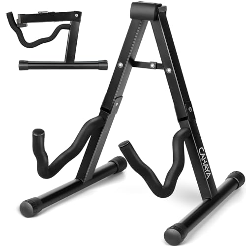 Detalle de CAHAYA Gitarrenständer A-Frame Faltbar Stabil – universal aus Metall für Gitarre, Bass, Ukulele
