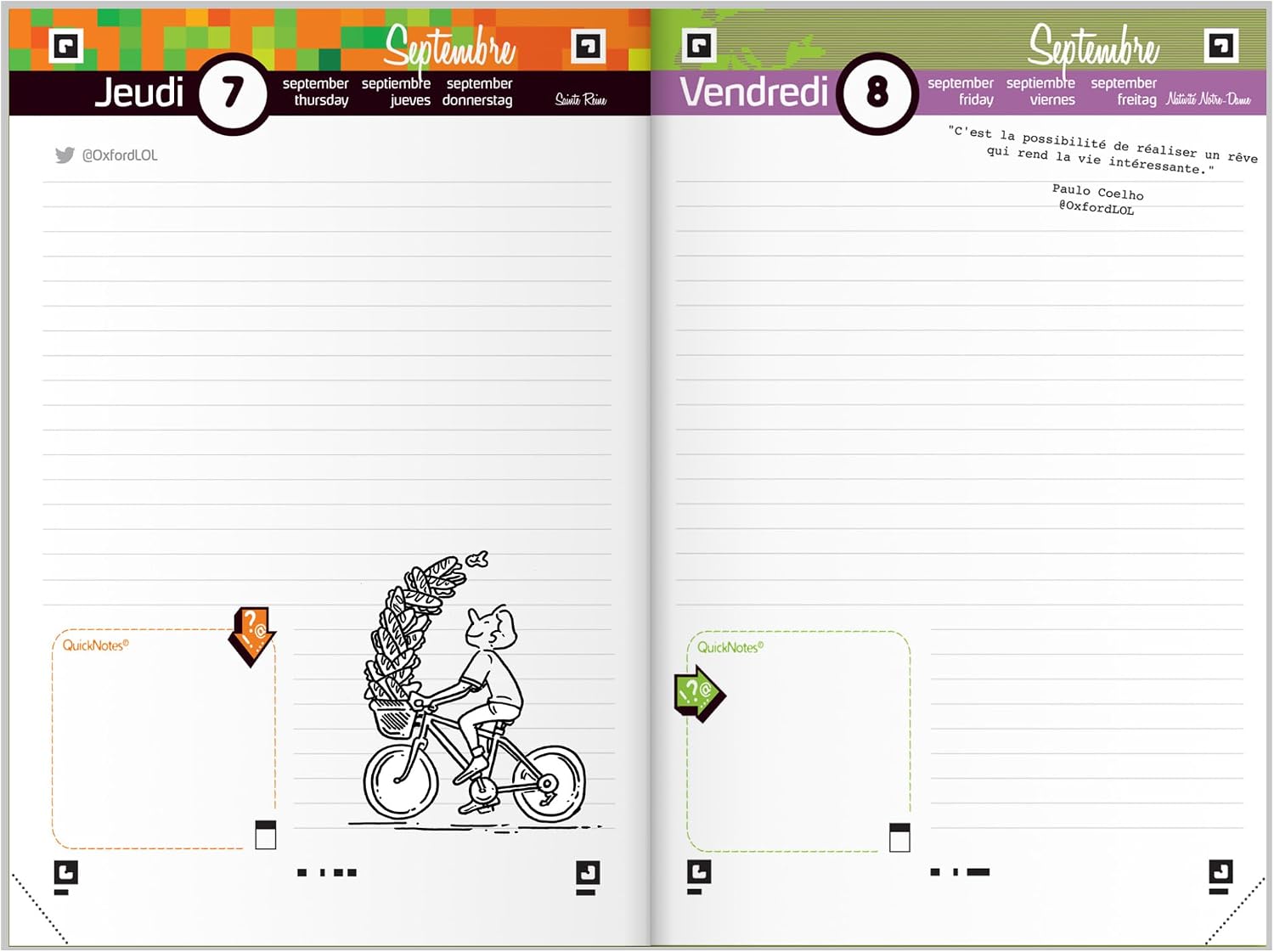 Detalle 2 de Agenda Oxford Fun' Agenda personnalisable 12x18 cm – 1 jour par page, 352 pages