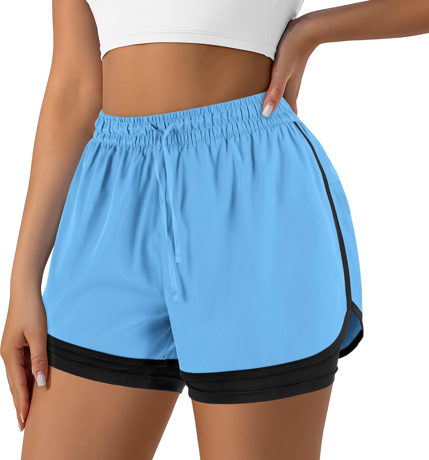 Thumbnail 6 de Yevrimow Women's 2-in-1 Running Shorts with Liner Pocket