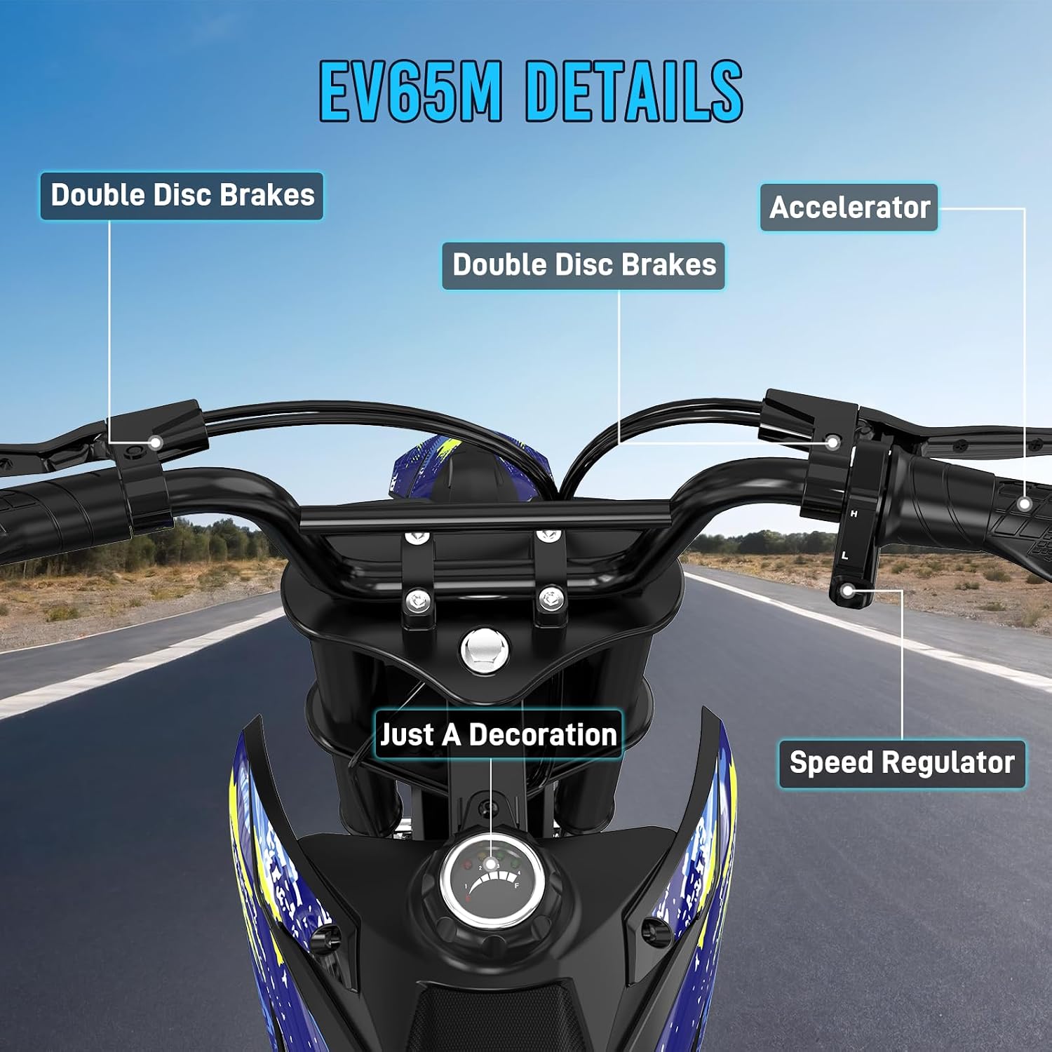 Thumbnail 6 de EVERCROSS EV65M 48V Motocicletta Elettrica per Bambini – 500W, 3 Velocità, Autonomia 20 km, Pneumatici 14