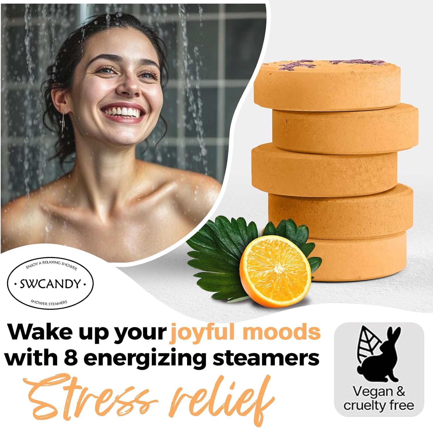 Thumbnail 3 de SWCANDY Shower Steamers Aromatherapy Gift Set — 8 Orange Shower Bombs with Natural Essential Oils