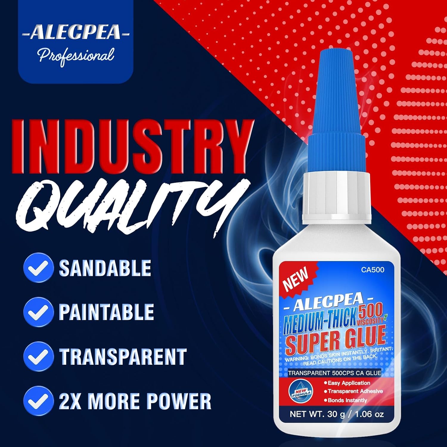 Thumbnail 2 de ALECPEA Medium CA Glue 30g for Woodworking – Controlled 500 cps Clear Formula