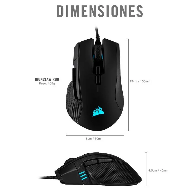 Thumbnail 1 de Corsair Ironclaw RGB ratón gaming 18.000 DPI