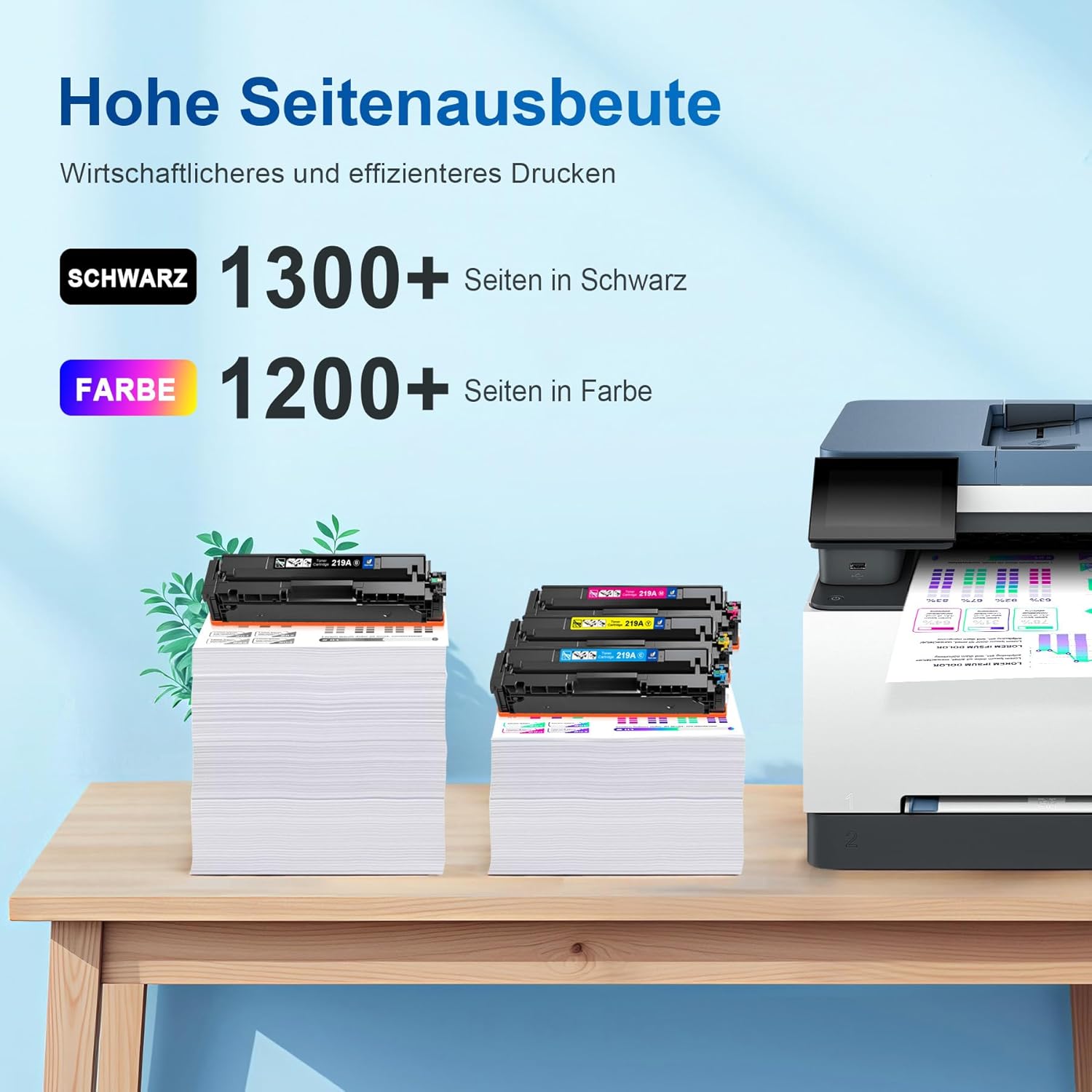 Detalle de 219A Toner mit Chip – kompatibel mit HP Color LaserJet Pro MFP 3302/3202 Serie (4‑Pack) Schwarz, Cyan, Gelb, Magenta