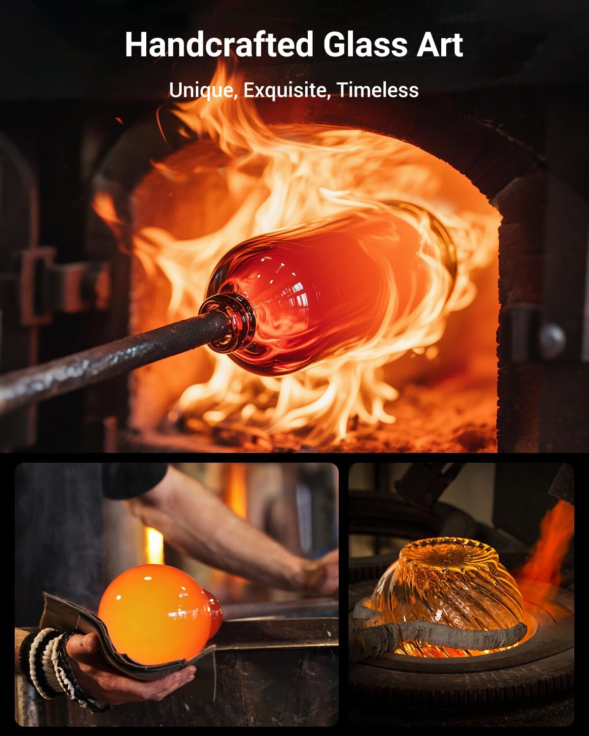 Thumbnail 6 de HouseSapp Solar Hummingbird Feeder (49 fl. oz) — Color-Changing Hand-Blown Glass, 7 Feeding Ports, Never Leak