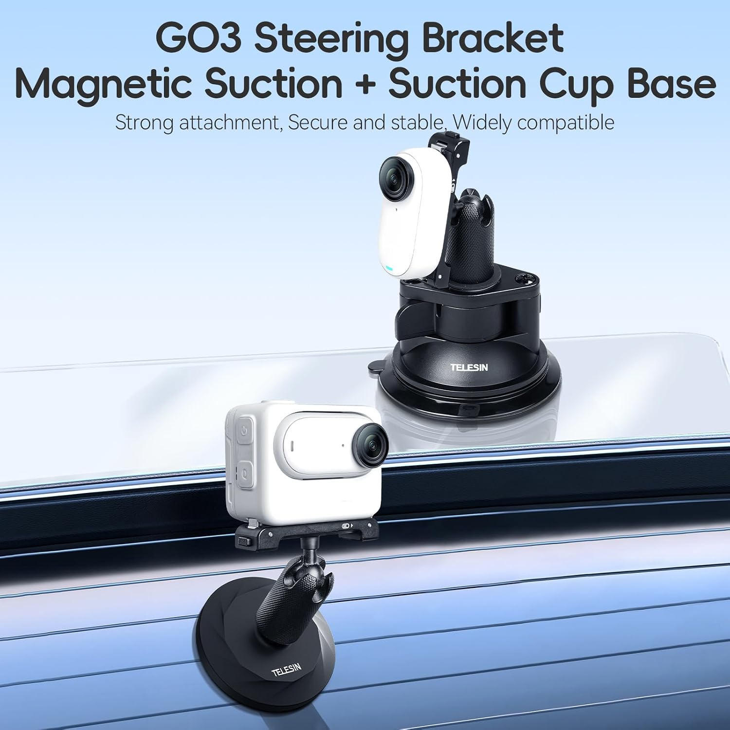 Thumbnail 1 de Telesin Magnetic Mount + Suction Cup Kit for Insta 360 GO3