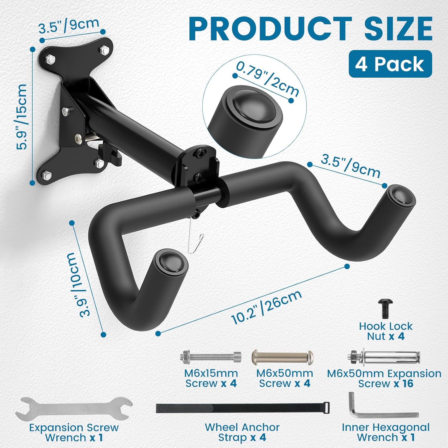 Thumbnail 6 de Housolution Bike Wall Mount 4-pack, 48.5 lb capacity