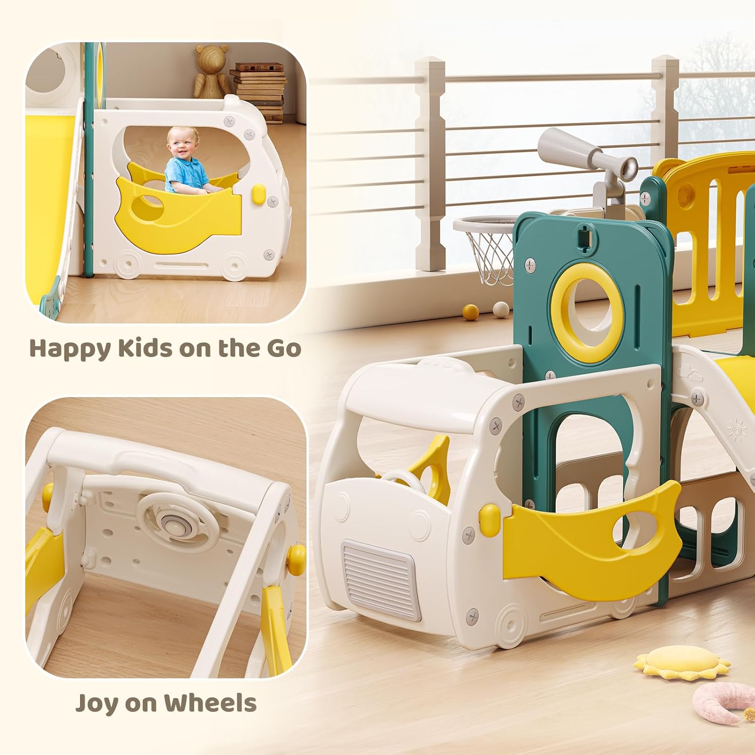 Thumbnail 2 de Kids bus toddler slide playset with hoop