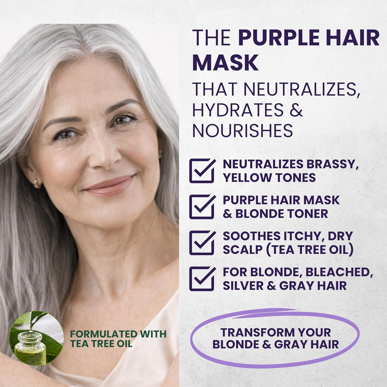 Thumbnail 1 de KESMEDIK Tea Tree Purple Hair Mask Toner with Argan Oil for Blonde, White, Gray & Silver Hair
