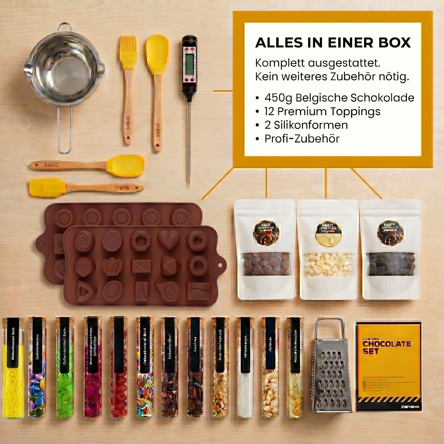 Thumbnail 2 de DIBYS DIY-Set Pralinen zum selber machen – Schokoladen-Kit mit natürlichen Zutaten & 12 Toppings