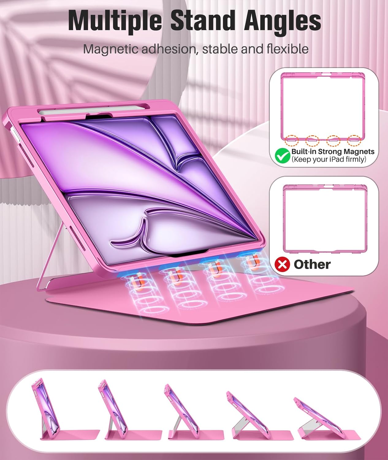 Detalle 2 de MoKo iPad Air 13-Inch Case (M4/M3/M2) with Screen Protector & Pencil Holder — Peony