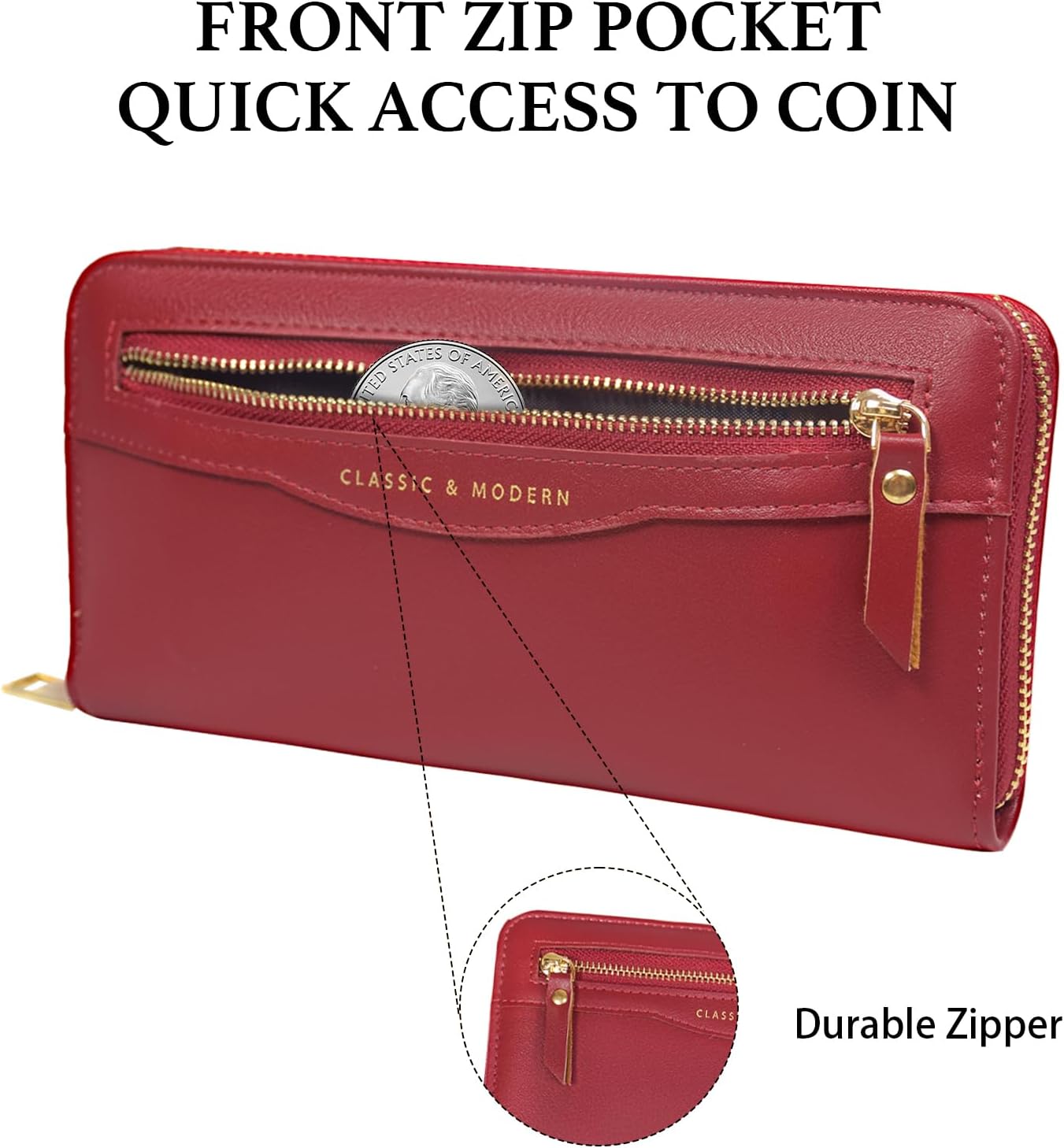 Thumbnail 6 de ModaZeal Women's Clutch Wallet Long PU Leather Purse with Wristlet Strap