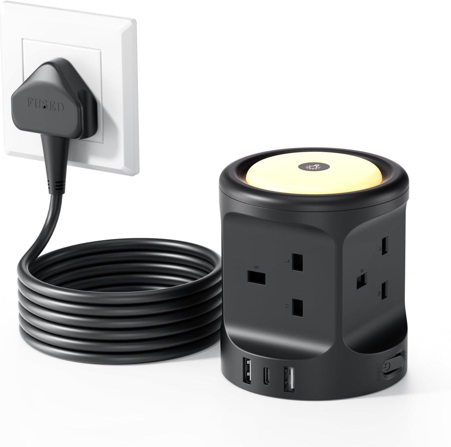 Detalle de USB night light extension lead 4 way 13A