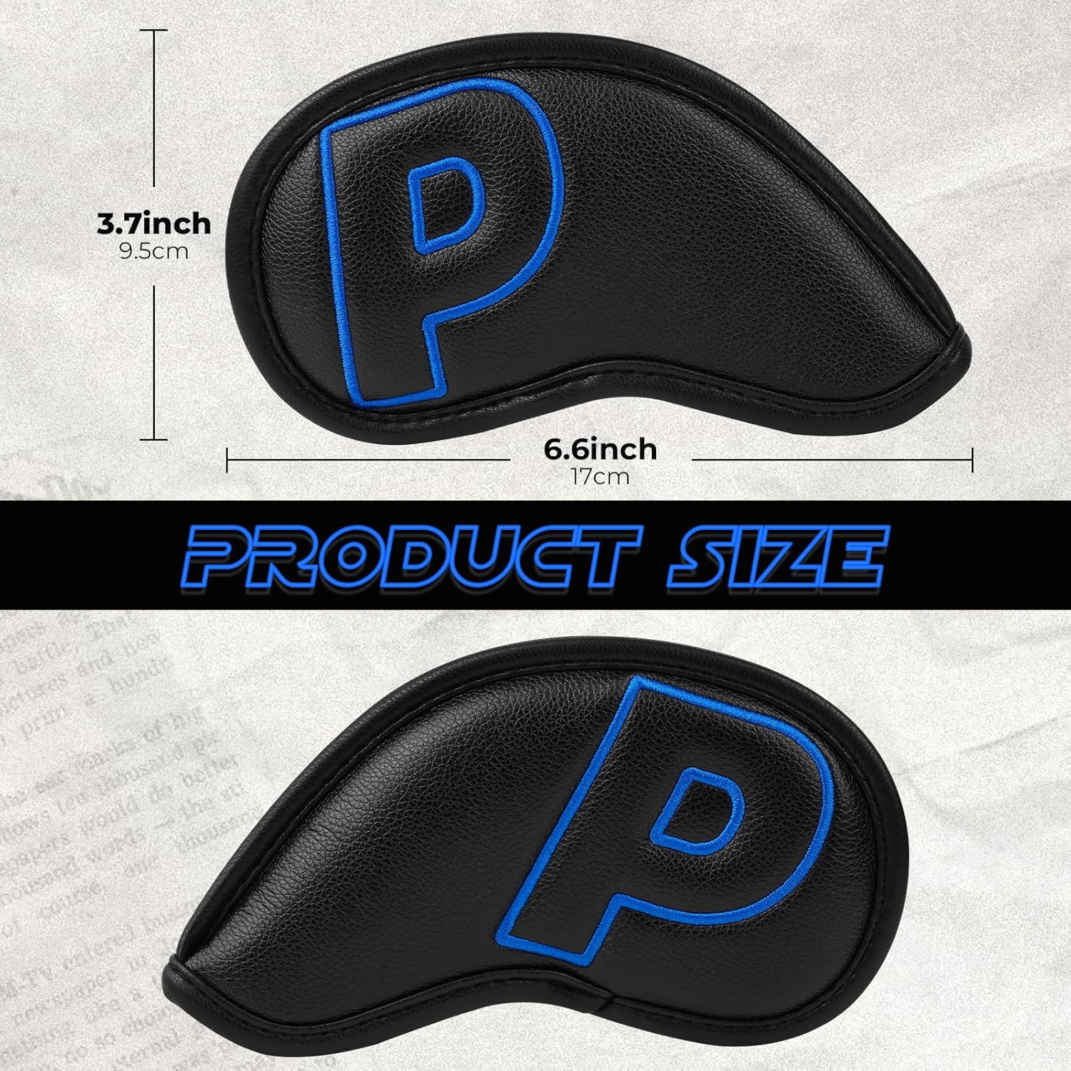 Detalle de Craftsman Golf Classic Black Iron Headcover Set with Magnetic Closure (10 Pack) – Personalisation Available