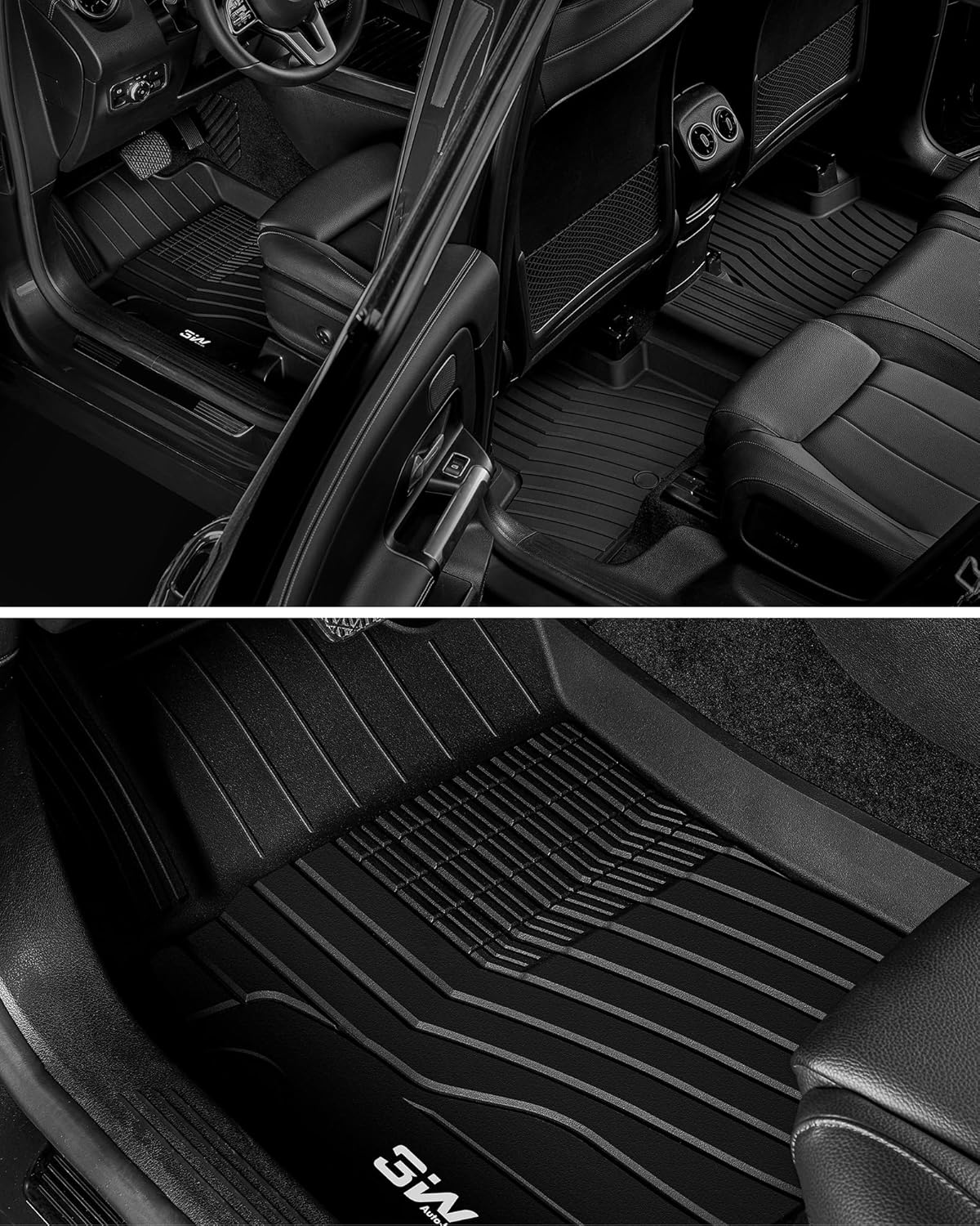 Detalle de 3W All-Weather Custom Floor Mats for Mercedes GLB (2020–2026) – 1st & 2nd Row, Black