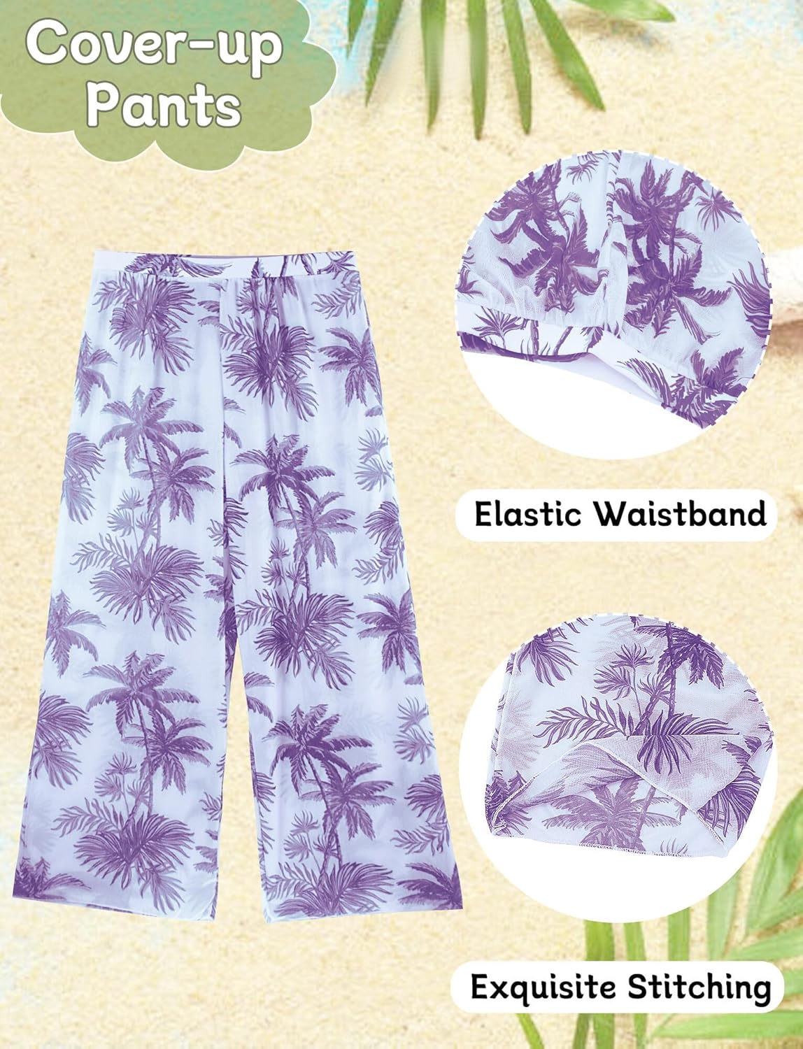 Thumbnail 2 de Happy Cherry Girls 4-Piece Bikini Set with Kimono Cover-Up for Hawaiian Beach